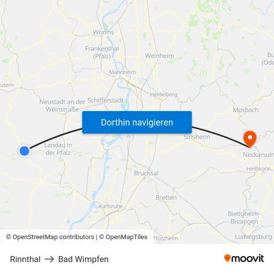 Rinnthal to Bad Wimpfen map
