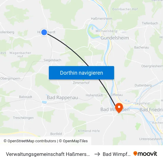 Verwaltungsgemeinschaft Haßmersheim to Bad Wimpfen map