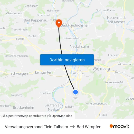 Verwaltungsverband Flein-Talheim to Bad Wimpfen map