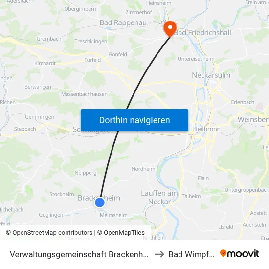 Verwaltungsgemeinschaft Brackenheim to Bad Wimpfen map