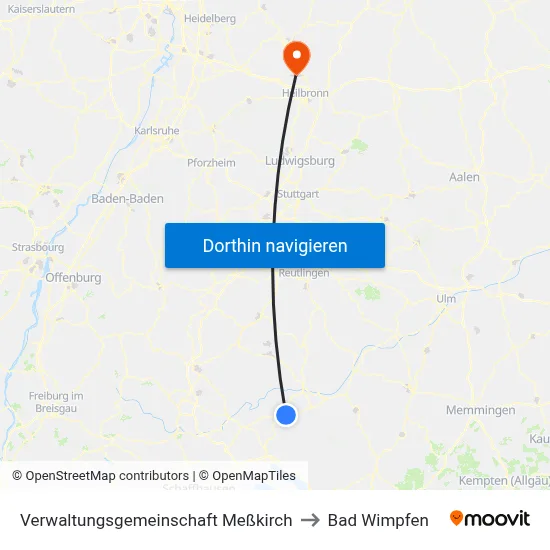 Verwaltungsgemeinschaft Meßkirch to Bad Wimpfen map