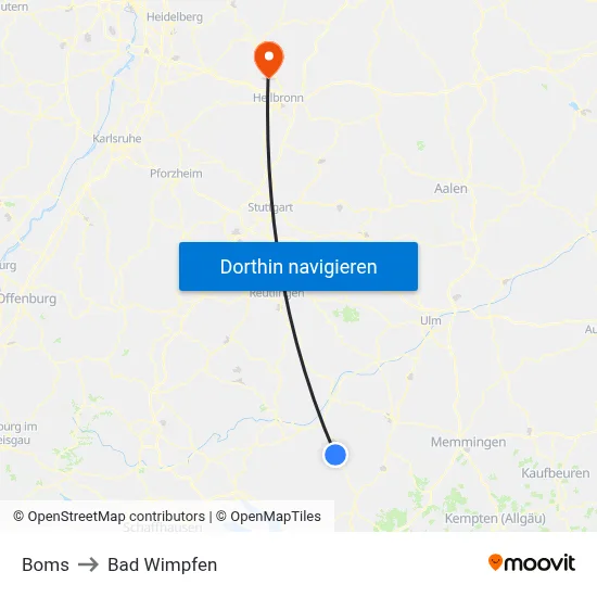 Boms to Bad Wimpfen map