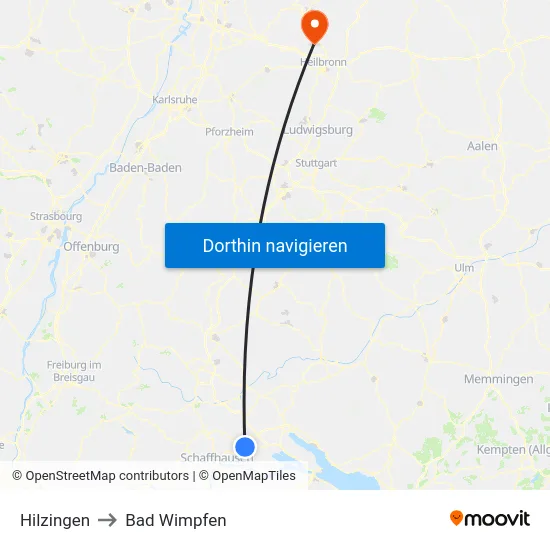 Hilzingen to Bad Wimpfen map