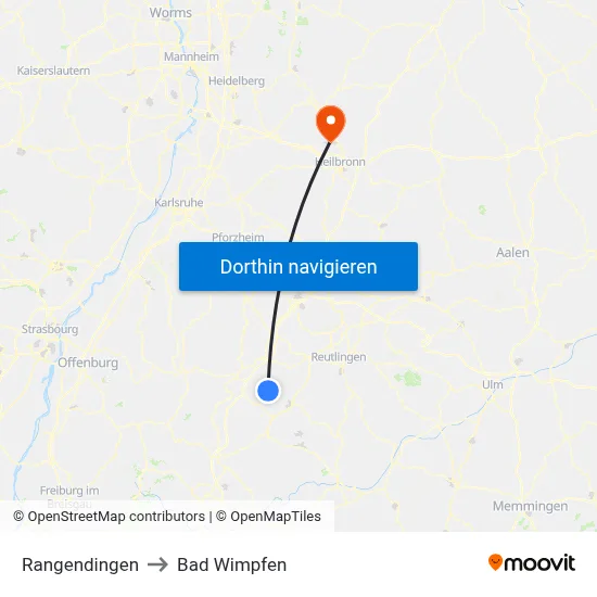 Rangendingen to Bad Wimpfen map
