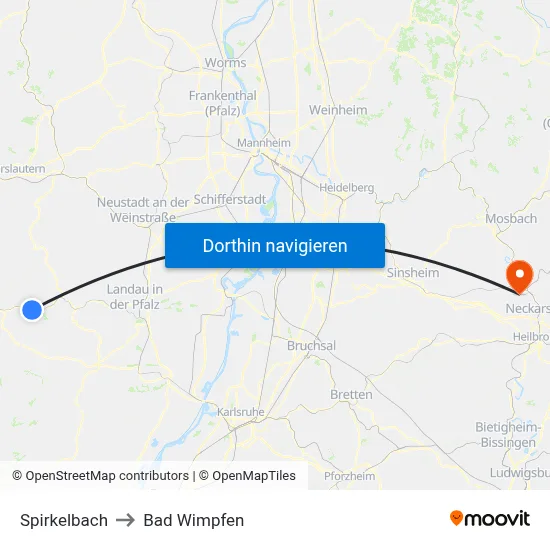 Spirkelbach to Bad Wimpfen map