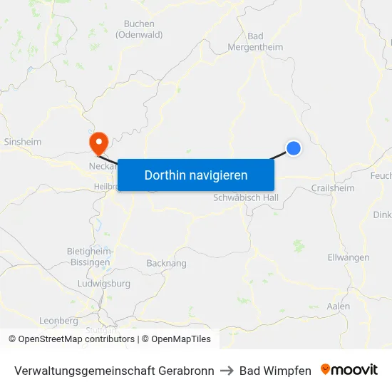 Verwaltungsgemeinschaft Gerabronn to Bad Wimpfen map