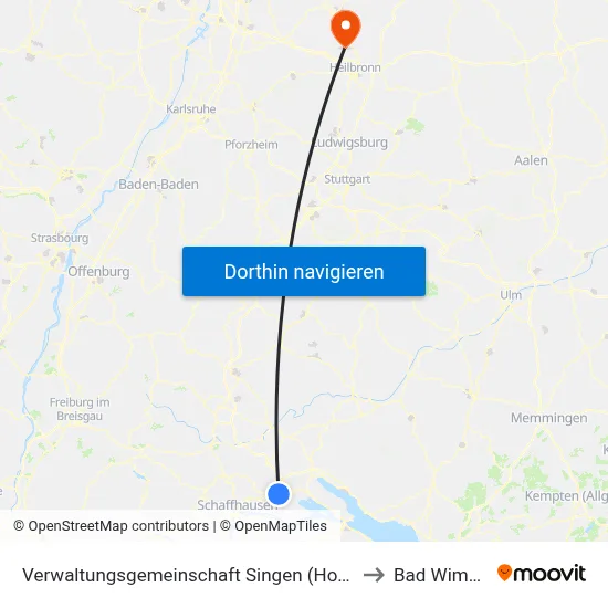 Verwaltungsgemeinschaft Singen (Hohentwiel) to Bad Wimpfen map
