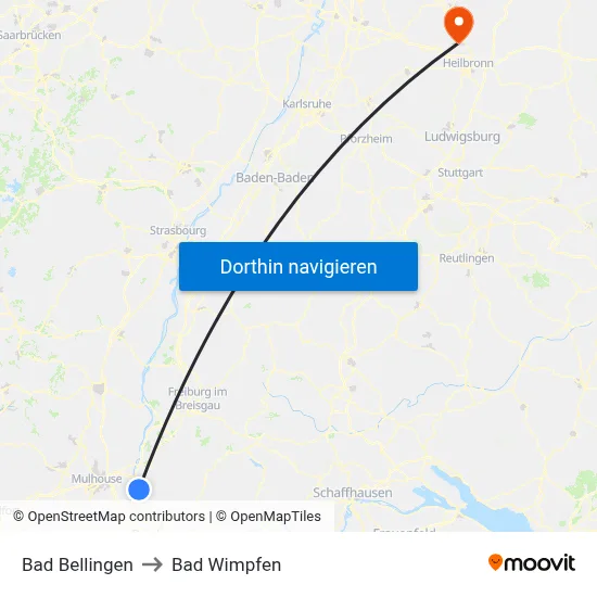 Bad Bellingen to Bad Wimpfen map