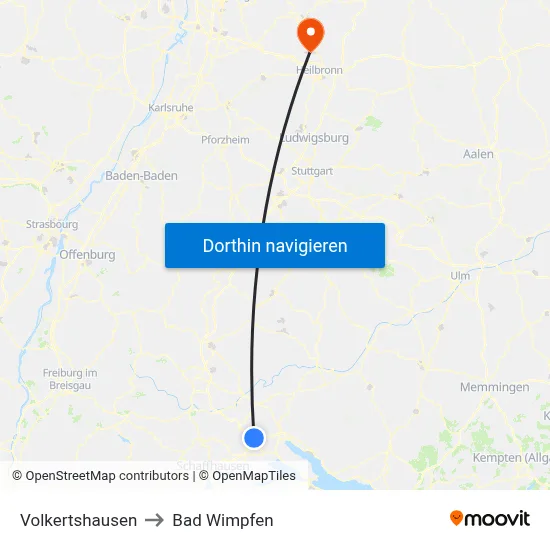 Volkertshausen to Bad Wimpfen map