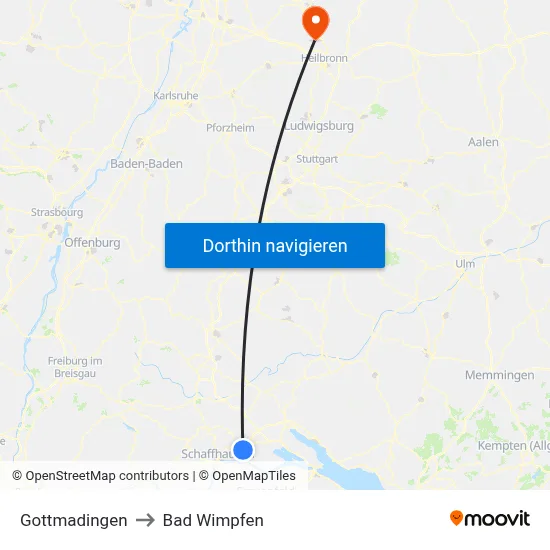 Gottmadingen to Bad Wimpfen map