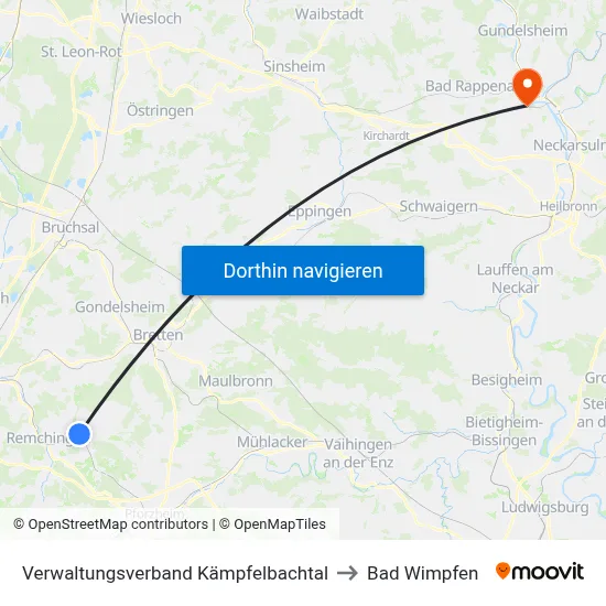 Verwaltungsverband Kämpfelbachtal to Bad Wimpfen map