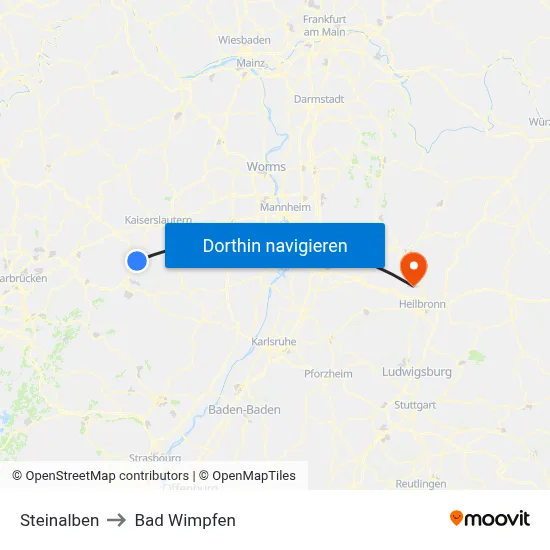 Steinalben to Bad Wimpfen map