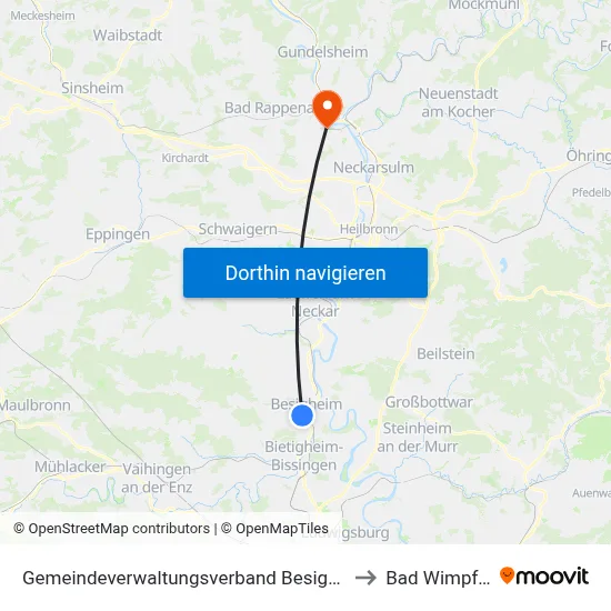 Gemeindeverwaltungsverband Besigheim to Bad Wimpfen map