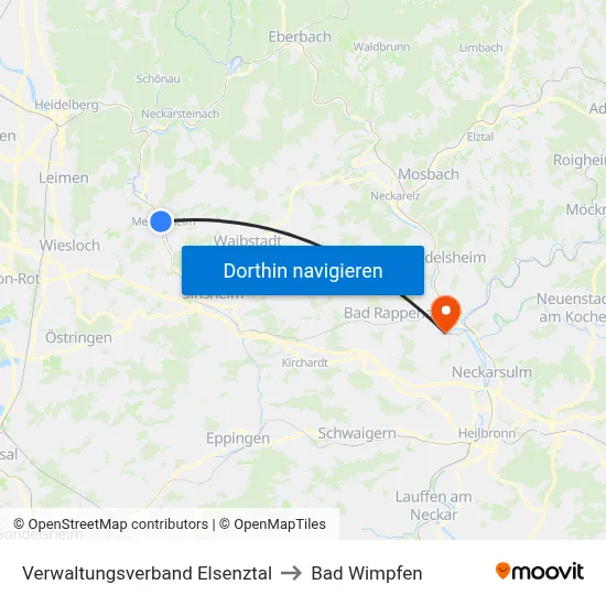 Verwaltungsverband Elsenztal to Bad Wimpfen map