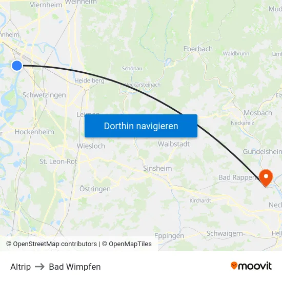Altrip to Bad Wimpfen map