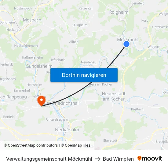 Verwaltungsgemeinschaft Möckmühl to Bad Wimpfen map
