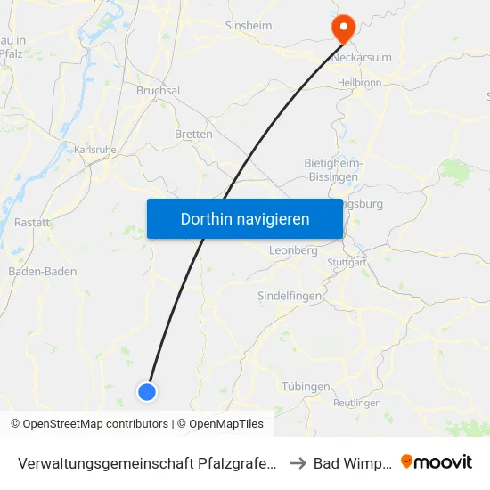 Verwaltungsgemeinschaft Pfalzgrafenweiler to Bad Wimpfen map