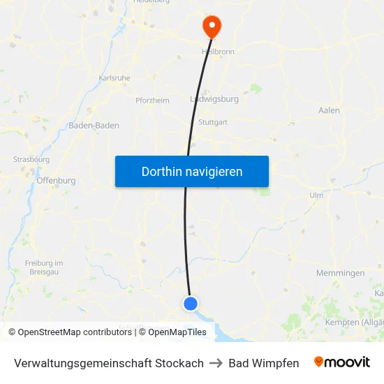 Verwaltungsgemeinschaft Stockach to Bad Wimpfen map