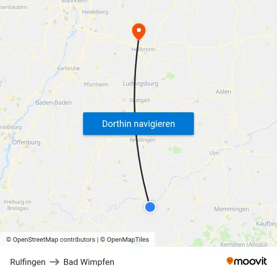 Rulfingen to Bad Wimpfen map