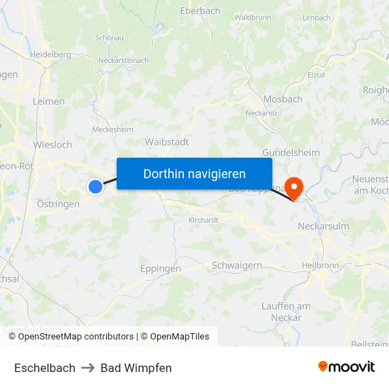 Eschelbach to Bad Wimpfen map