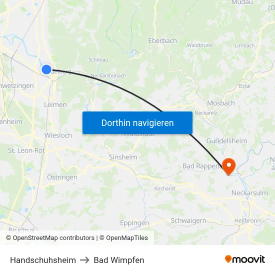 Handschuhsheim to Bad Wimpfen map