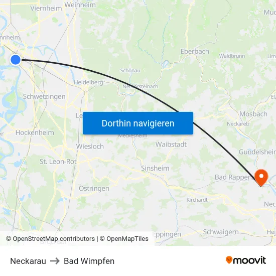 Neckarau to Bad Wimpfen map