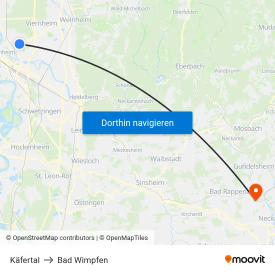 Käfertal to Bad Wimpfen map