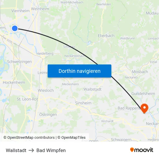 Wallstadt to Bad Wimpfen map