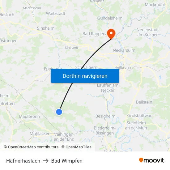 Häfnerhaslach to Bad Wimpfen map