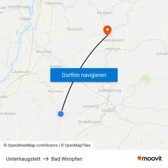 Unterhaugstett to Bad Wimpfen map