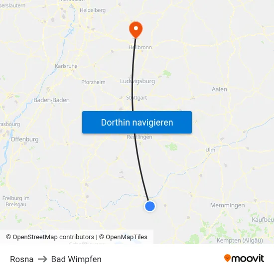 Rosna to Bad Wimpfen map
