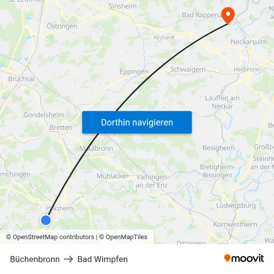 Büchenbronn to Bad Wimpfen map