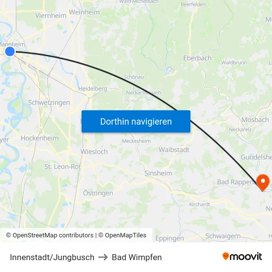 Innenstadt/Jungbusch to Bad Wimpfen map