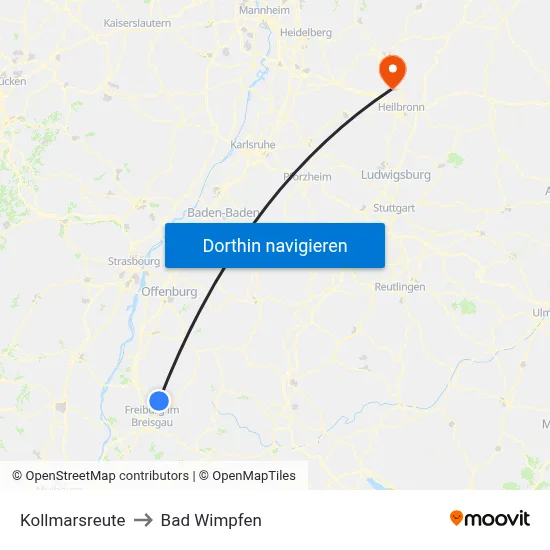 Kollmarsreute to Bad Wimpfen map