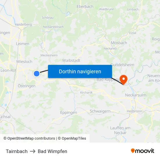 Tairnbach to Bad Wimpfen map