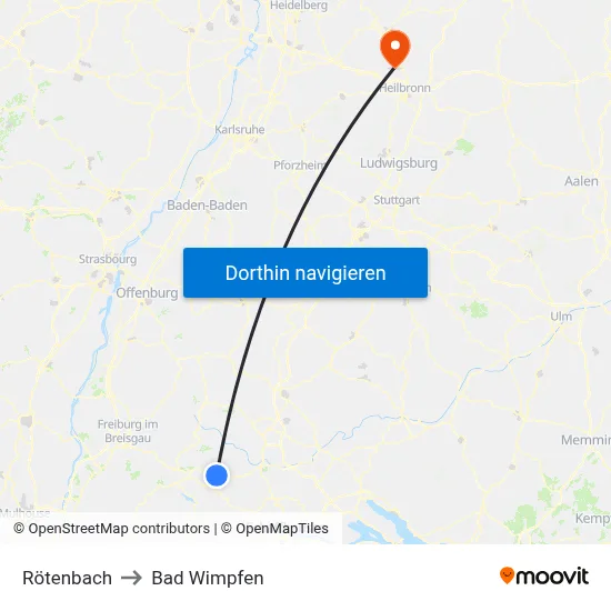 Rötenbach to Bad Wimpfen map
