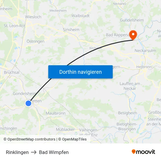 Rinklingen to Bad Wimpfen map