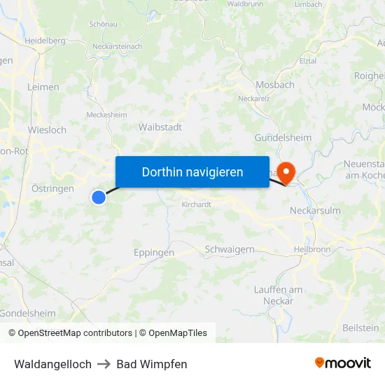 Waldangelloch to Bad Wimpfen map
