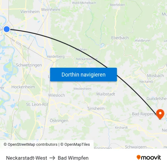 Neckarstadt-West to Bad Wimpfen map