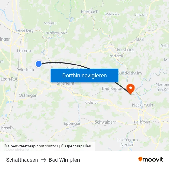 Schatthausen to Bad Wimpfen map