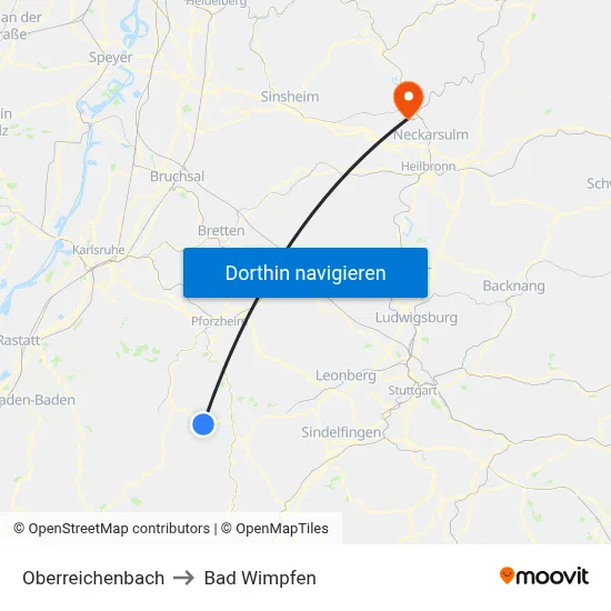 Oberreichenbach to Bad Wimpfen map