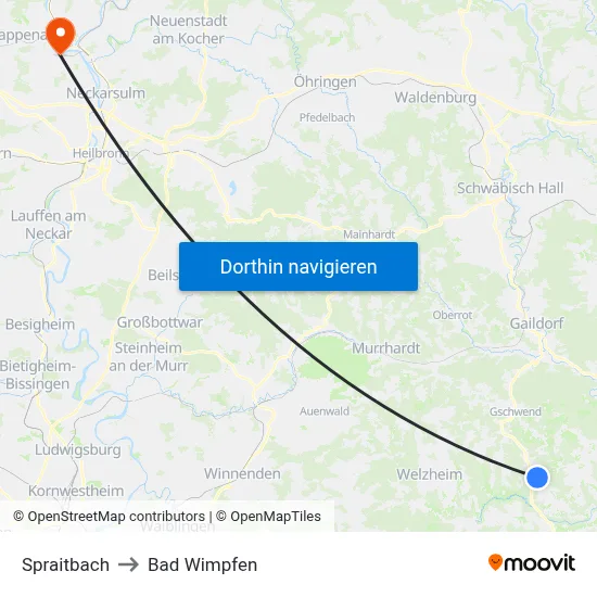 Spraitbach to Bad Wimpfen map