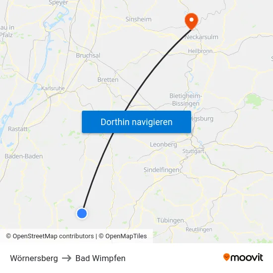 Wörnersberg to Bad Wimpfen map