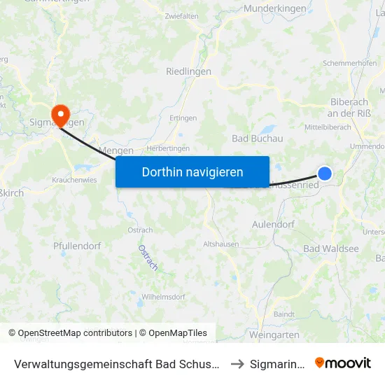 Verwaltungsgemeinschaft Bad Schussenried to Sigmaringen map