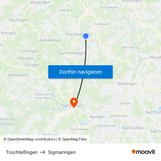 Trochtelfingen to Sigmaringen map