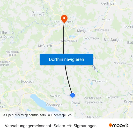 Verwaltungsgemeinschaft Salem to Sigmaringen map