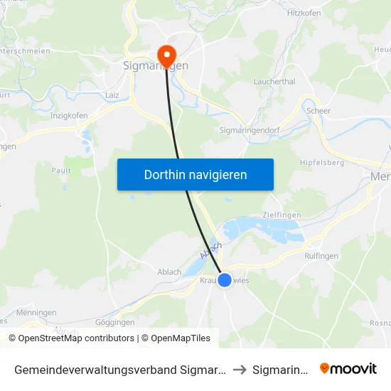 Gemeindeverwaltungsverband Sigmaringen to Sigmaringen map