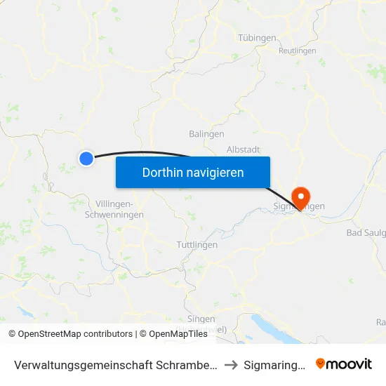 Verwaltungsgemeinschaft Schramberg to Sigmaringen map