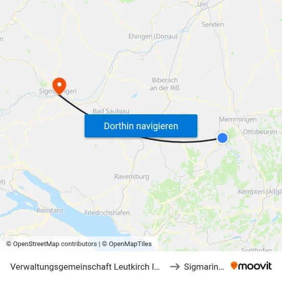 Verwaltungsgemeinschaft Leutkirch Im Allgäu to Sigmaringen map