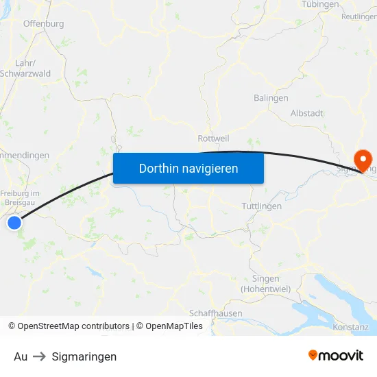 Au to Sigmaringen map